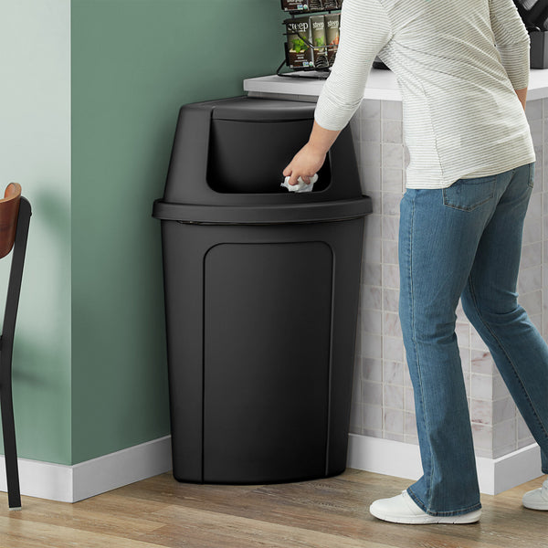TRASHCAN/INDOOR/CORNER WITH LID/21 GALLON/BLACK – Croaker, Inc