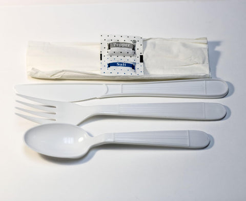 CUTLERY KIT/ Heavyweight White with Salt and Pepper, 250/cs