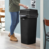 TRASHCAN/INDOOR/SQUARE COMBO WITH LID/23 GALLON/BLACK