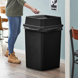 TRASHCAN/INDOOR/SQUARE COMBO WITH LID/35 GALLON/BLACK