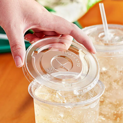 CUP/ Plastic, Clear, PET, Lid, 32 oz, Flat, 500 per case-Food Service