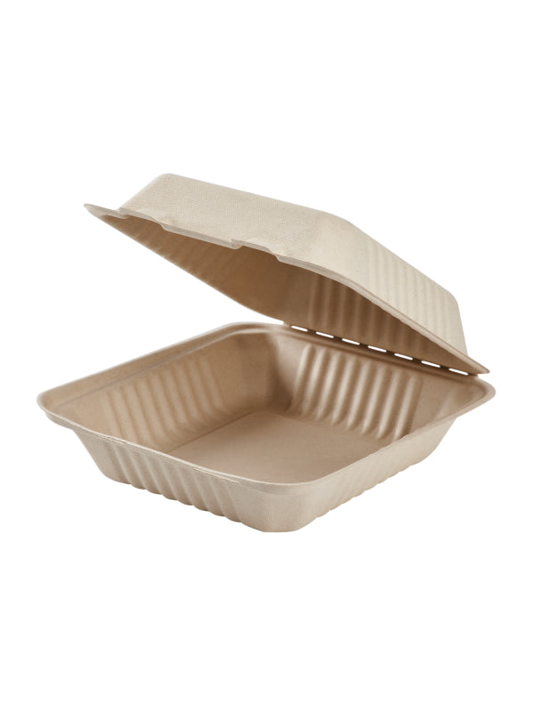 TAKE-OUT/ Container, Medium, 8"x8", Bagasse, One Compartment, 200 per case