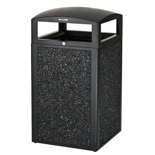 TRASHCAN/ OUTDOOR/ ALPINE/ All-Weather Trash Container with Stone Panels, 40 Gallon GRAY