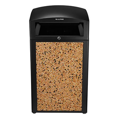 TRASHCAN/ OUTDOOR/ ALPINE/ All-Weather Trash Container with Stone Panels BROWN