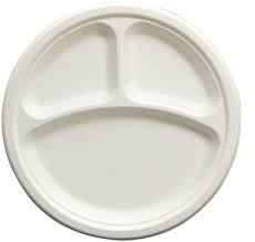 PLATE/ Bagasse/ Empress Earth/ 9" Heavyweight Three Compartment Plate, 500/case-Food Service