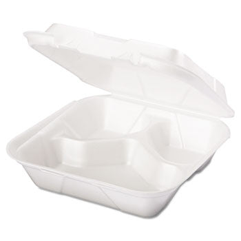 TAKE-OUT/ Container Medium, 3 Comp, White 200/cs-Food Service