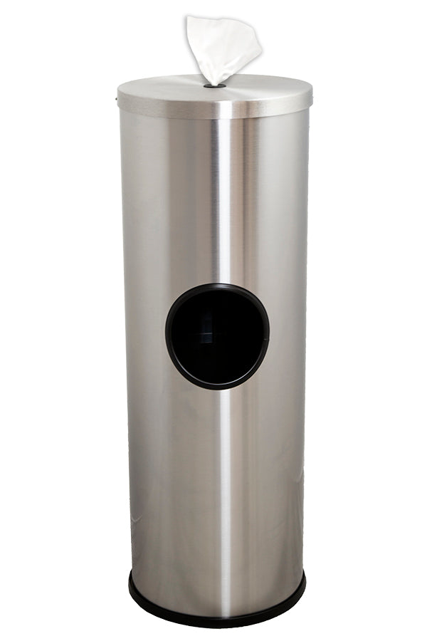 TRASHCAN/ INDOOR/ EX-CELL/ Sanitizing Wipe Receptacle, Stainless Steel