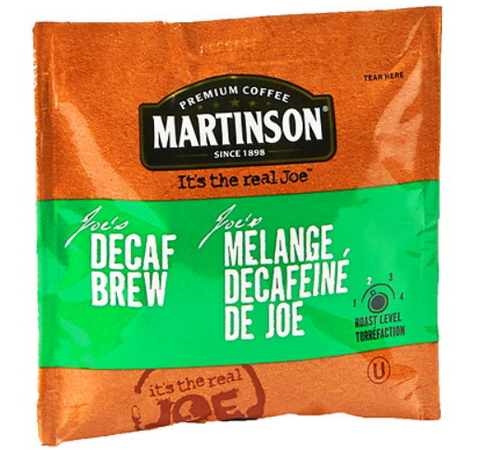 COFFEE/ IN-ROOM/ Martinson Soft Pods 1 Cup/ "Joe's Decaf Brew", 100/cs
